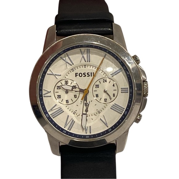 Fossil Men’s Watch Stainless Steel - Leather Band FS4925 Excellent Condition